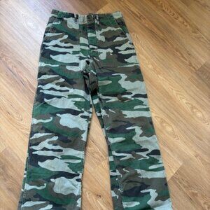 J Crew Womens NWOT Green Camo Chino Pants High Rise Button Fly Flat Front 6